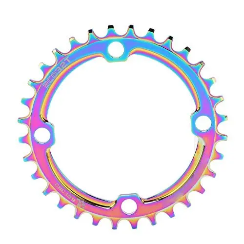 Produktbild: Fahrradkettenblatt, 104 BCD Aluminiumlegierung Buntes Single Speed ​​Kettenblatt Narrow Wide Tooth Einzelkettenblatt für Mountainbike Rennrad(32T Scheibe/104BCD)