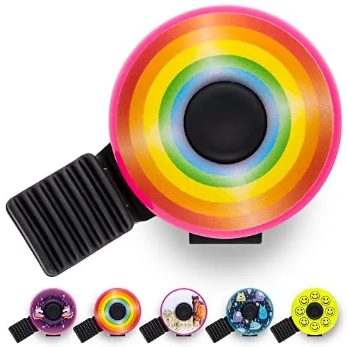 Produktbild: Fahrradklingel Kinder - Regenbogen Motiv - Fahrradklingel Mädchen, Klingel Fahrrad Kinder, Klingel Kinderfahrrad, Laufrad - klingelt laut, einfache Montage