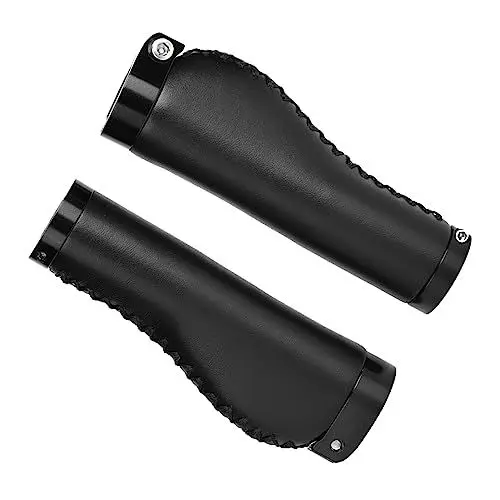 Produktbild: Fahrradlenkergriffe, Fahrradgriffe, Lenker, Fahrradgriffe, Rillengriff-Design, 1 Paar Abschließbare PU-Leder-Fahrradgriffe für Mountainbike, Faltrad (Black)