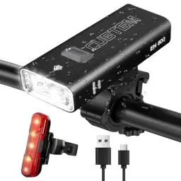 Produktbild: Fahrradlicht Set, CUBTEM LED Fahrradleuchten Set Fahrradbeleuchtung USB Aufladbar, IPX6 Wasserdicht Fahrradlichter, Fahrradlicht Vorne & Fahrradlicht Rücklicht Set, Fahrrad Lichter LED Set Zubehör