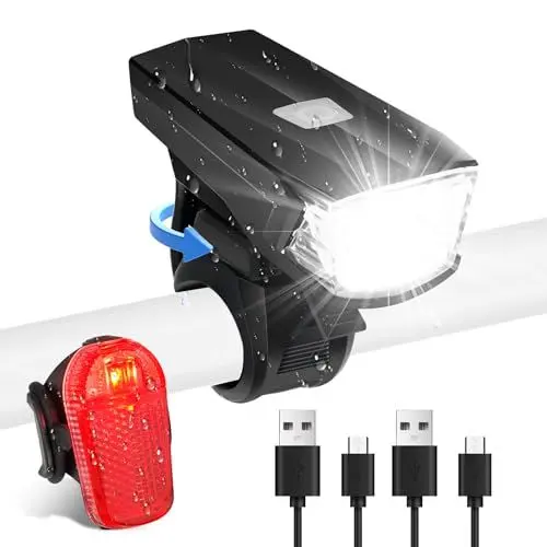 Produktbild: Fahrradlicht,Fahrradleuchten Set,StVZO Zugelassen Fahrradlicht Vorne+Rücklicht Fahrrad Fahrradbeleuchtung Set,USB-aufladbar & wasserdicht LED Fahrrad Licht