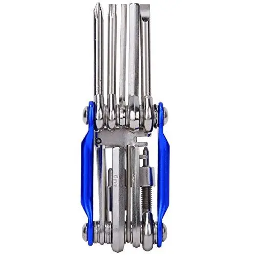 Produktbild: Fahrrad-Multitool, Fahrrad-Werkzeug-Set, Fahrrad-Multitool mit T25-Kettenschneider, 7,6 X 4,6 X 2,3 Cm, 11-in-1, Multifunktionales Fahrrad-Reparaturwerkzeug-Set für Mountainbike