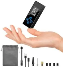 Produktbild: Fahrradpumpe Elektrische, Mini-Fahrradpumpe Digitalem LCD-Druckmessgerät 4400mAh, 100PSI Fahrrad Luftpumpe mit Presta- und Schrader-Ventil für E-Bike, Mountainbike, Stadtrad und Rennrad