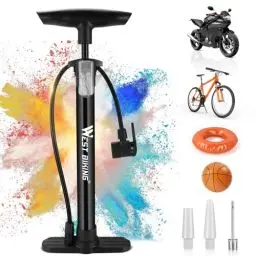 Produktbild: Fahrradpumpe Luftpumpe Fahrrad für alle Ventile - 11 Bar / 160 Psi Standluftpumpe - Standpumpe für Rennrad, E-Bike, Mountainbike - Fahrrad Pumpe für Französische Ventile und Adapter (Schwarz)