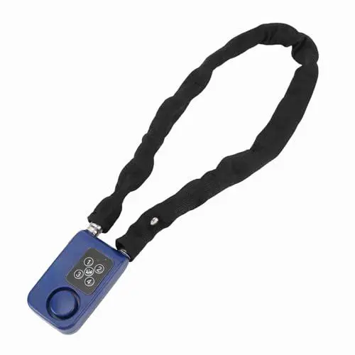 Produktbild: Fahrradschloss-Alarm, Elektrisches Motorrad-Passwort, Stahlkettenschloss mit LED-Anzeige, 110 DB Vibrationsalarm, Warnung bei Niedrigem Batteriestand, für Gepäck, Fahrzeuge,
