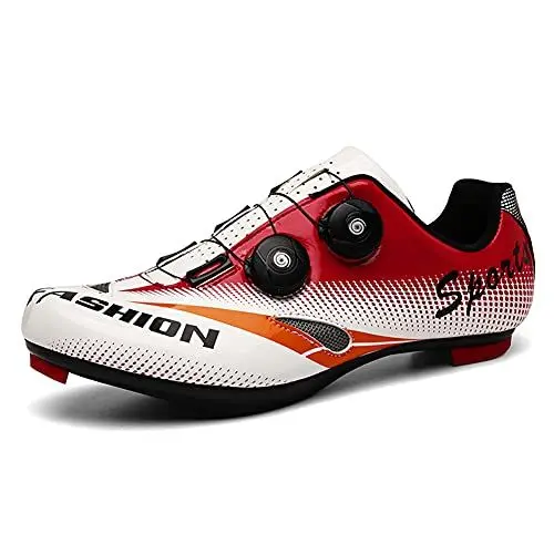 Produktbild: Fahrradschuhe Damen Herren MTB Rennrad Schuhe Specialized Atmungsaktiv Radschuhe Kompatibel mit SPD und Delta Stollen Rot 235