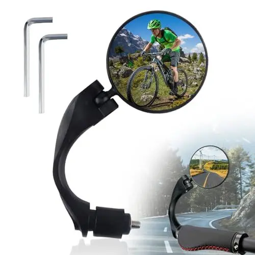 Produktbild: Fahrradspiegel, 360° Verstellbarer Fahrrad Spiegel, HD Klappbar Fahrrad Rückspiegel, 16-22mm Links Rechts Universal für Fahrrad
