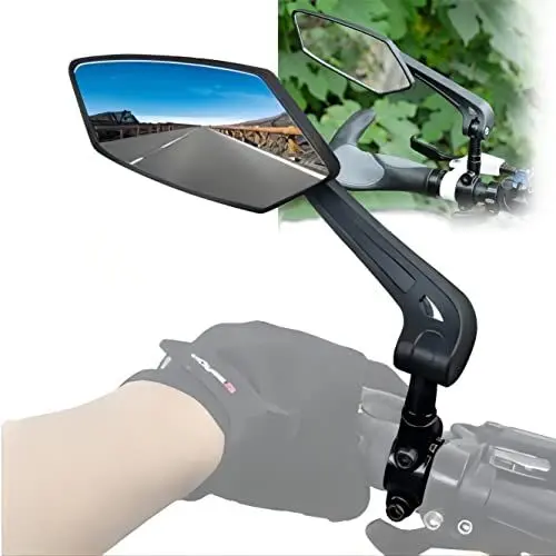 Produktbild: Fahrradspiegel Extra GroßE SpiegelfläChe,Fahrradspiegel für E-Bike Links,Schlagfestes Echtglas,Fahrradspiegel Extra GroßE SpiegelfläChe,360° Verstellbarer RüCkspiegel,Klappbar VerläNgerter Griff