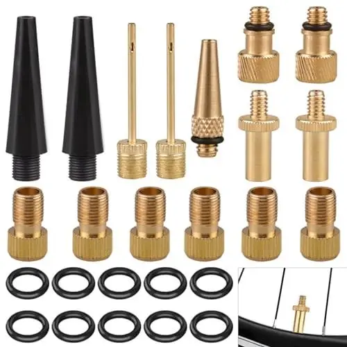 Produktbild: Fahrradventil Adapter Set, Adapter Französisches Ventil, Alle Ventiladapter Fahrrad, Französisches Ventil Adapter und Autoventil Adapter, Fahrradpumpe Adapter für Alle Ventile(size:25 Stück)
