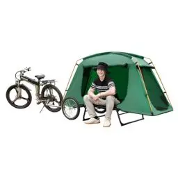 Produktbild: jagahaha Wasserdichtes Fahrradanhänger Zelt mit 18 Zoll Rädern für den faltbaren fahrradwohnwagen - Gute Schlaferfahrung und Camping vom Boden aus - Perfekt für das ebike Wohnmobil Camping!