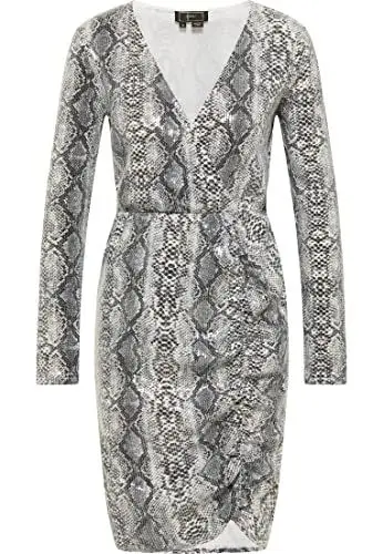 Produktbild: faina Damen Abendkleid mit Pailletten naemi Kleid, Grau, XS