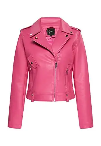 Produktbild: faina Damen Bikerjacke aus Kunstleder, Pink, 42