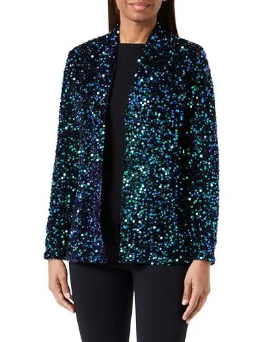 Produktbild: faina Damen Blazer mit Pailletten 29029185, Blau Grün Mehrfarbig, S