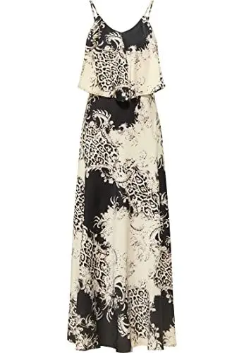 Produktbild: faina Damen Maxikleid mit Allover-Print 19222837-FA01, SCHWARZ Mehrfarbig, S