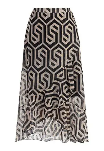 Produktbild: faina Damen Midirock 19227016, Schwarz Beige, XS