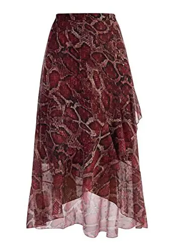 Produktbild: faina Damen Midirock 19227019, Rot Schlange, S
