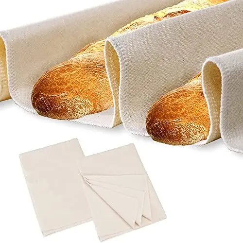 Produktbild: FAINCA Premium Bäckerleinen, Leinentuch zum Brot Backen, Bäckerleinen Teigtuch, Teigtuch aus 100% Unbehandelten Natur Leinen, zum Backen und Fermentieren Verwendet(48x36cm - 2 Stück)