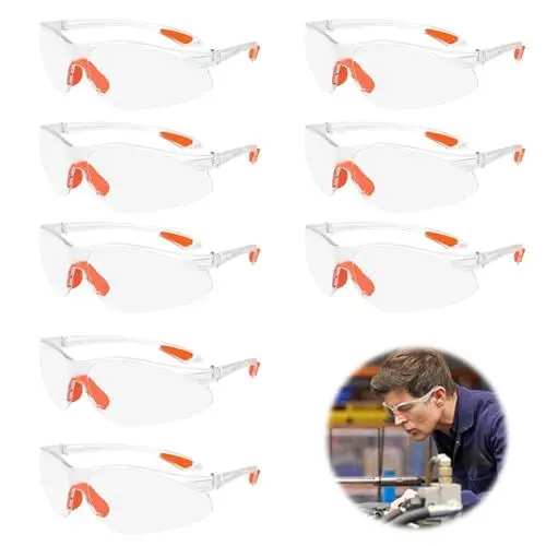 Produktbild: Fainca Schutzbrille Arbeitsschutzbrille,8 Stück Schutzbrillen Transparent Schutzbrille Labor Sicherheitsbrille Schutzbrille für Arbeit Staubdicht Schießsport für Kinder Herren Damen