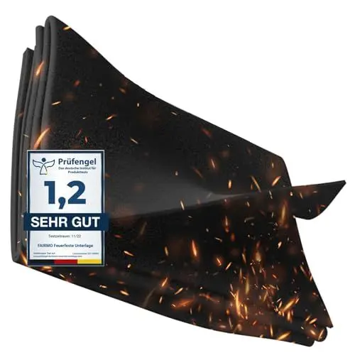 Produktbild: FAIRMO Die feuerfeste Unterlage groß (2x2 Meter) - Kohlenstoff-Filz feuerfeste Matte hitzebeständig - hitzeschutzmatte, Grillunterlage, Brandschutzmatte, Feuermatte - Für Outdoor und Kamin