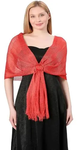 Produktbild: FAIRYGATE Schal Rot Damen Stola für Abendkleid Schals und Tücher Elegante Hochzeitsschals für Damen Schal Festlich Halstuch Damen Schals & Tücher für Damen A0507