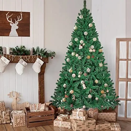 Produktbild: Fairyood 7,5 FT Weihnachtsbaum, Künstlicher Weihnachtsbaum mit 350 vorinstallierten LED-Leuchten, 1250 PVC-Spitze, Tannenbaum, Grün