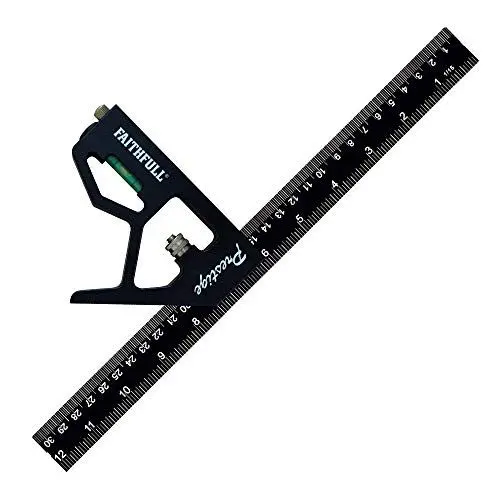 Produktbild: Faithfull Combination Square Black Aluminium 300mm (12in), FAICS300CNC