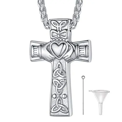 Produktbild: FaithHeart Edelstahl Keltischer Knot Kreuzanhänger Cremation Urne Halskette Asche Anhänger mit Geschenkebox für Herren Damen