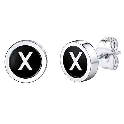 Produktbild: FaithHeart Punk Gotik Buchstab e X Ohrstecker Gestüt Stecker Ohrring Schwarz Epoxy Ohrring mit Geschenkebox für Weihnachten Halloween