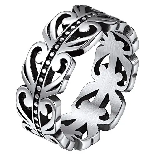Produktbild: FaithHeart Silberring für Damen Mädchen 8mm breit Bandring Fingerring Irischer Triquetra Rattan keltischer Knoten Ring