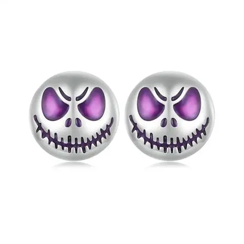 Produktbild: Fajewellery Halloween Ohrringe für Damen 925 Sterling Silber Kürbis Ghostface Geist Ohrstecker Party Schmuck für Damen, Mädchen, Teenager (Silber)