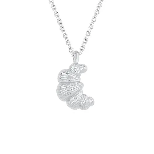 Produktbild: Fajewellery Kette Damen Gold Silber Klein Croissant Anhänger Halskette Schmuck Geschenke (Silber)