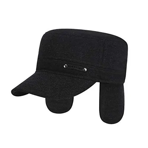 Produktbild: FakeFace Unisex Schirmmütze mit ohrenschützer gefüttertes Basecap Herren Winter Dicke Mütze Kappen Golf Cap Fliegermütze Wintermütze Windschutz Baseballcap mit Schirm und Ohrenklappen (Schwarz1)