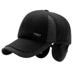 Produktbild: FakeFace Unisex Schirmmütze mit ohrenschützer gefüttertes Basecap Herren Winter Dicke Mütze Kappen Golf Cap Fliegermütze Wintermütze Windschutz Baseballcap mit Schirm und Ohrenklappen (Schwarz-257)