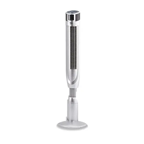 Produktbild: Fakir prestige TVL 30 –Turmventilator mit Fernbedienung, 3 Windmodi & 8 Geschindigkeitsstufen I Ventilator mit 360° Oszillation & Timer-Funktion I Leiser Ventilator mit LED-Anzeige I Silber I 40 Watt