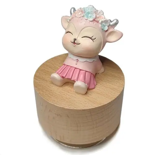 Produktbild: falado Mini Wooden Animal Rotary Music Box with Cute Deer Ornament (Tune: It's a Small World)
