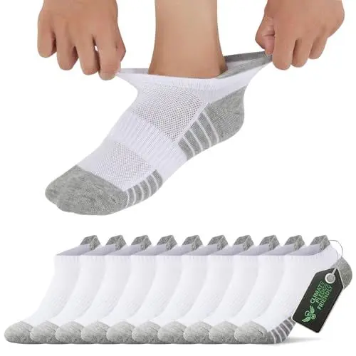 Produktbild: FALARY Sneaker Socken Damen 35-38 Sportsocken für Herren Kurze Laufsocken Atmungsaktive Damensocken Baumwolle Halbsocken Weiß 10 Paar