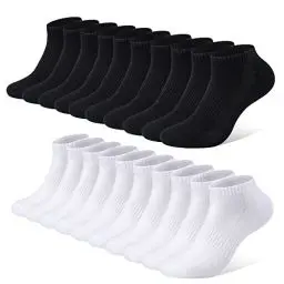 Produktbild: FALARY Sneaker Socken Damen 39-42 Sneaker Socken Herren Damen Sportsocken 10Paar Atmungsaktives Laufsocken Baumwollsocken Kurze Halbsocken 39-42 Schwarz Weiß