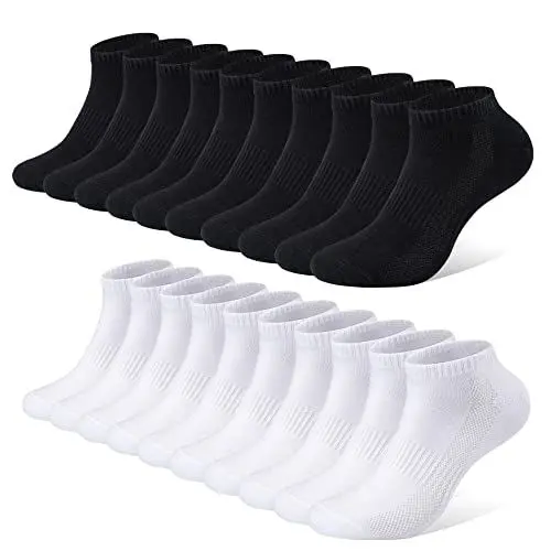 Produktbild: FALARY Sneaker Socken Damen 39-42 Sneaker Socken Herren Damen Sportsocken 10Paar Atmungsaktives Laufsocken Baumwollsocken Kurze Halbsocken 39-42 Schwarz Weiß