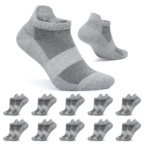 Produktbild: FALARY Sneaker Socken Damen Kurze Socken Herren 43-46 Sportsocken Grau 10 Paar Baumwolle Atmungsaktive Laufsocken Unisex