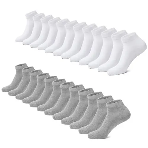 Produktbild: FALARY Sneaker Socken Herren Damen 12 Paar Kurze Halbsocken Baumwolle-GrauWeiß-39-42