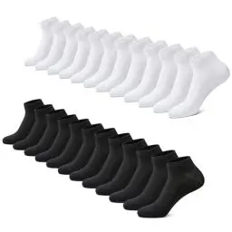 Produktbild: FALARY Sneaker Socken Herren Damen 12 Paar Kurze Halbsocken Baumwolle-SchwarzWeiß-39-42