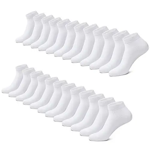 Produktbild: FALARY Sneaker Socken Herren Damen 12 Paar Kurze Halbsocken Baumwolle-Weiß-39-42