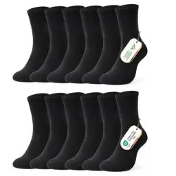 Produktbild: FALARY Socken Herren 43-46 Schwarz Damen 6 Paar Herrensocken Business Socken Schwarze Crew-Socken Lange Socks Atmungsaktive Baumwolle Kalbssocken Anti Rutsch Socken Outdoor Socks