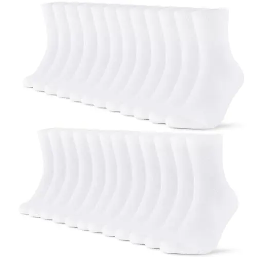 Produktbild: FALARY Socken Herren 43-46 Weiß Weisse Socks Damen Baumwolle Sportsocken Herrensocken 12 Paar Sport Socks Atmungsaktive Business Socken