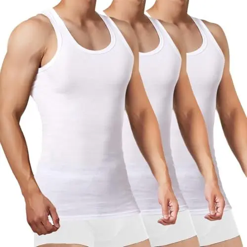 Produktbild: FALARY Sportunterhemden für Herren Unterhemd Herren Tank Top Herren Baumwolle Männer Tanktops Muskelshirts 3er Pack,(Weiß x3,L)