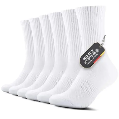 Produktbild: FALARY Socken Herren 47-49 Weiß Warm Wandersocken Tennissocken Sportsocken Laufsocken Herren Wintersocken Frotteesocken Herrensocken Baumwollsocken Funktionssocken für Outdoor Running 6 Paar