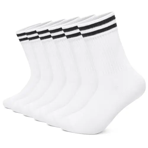 Produktbild: FALARY Tennissocken Herren 47-50 Sportsocken 6 Paar Weiß Socken Damen Baumwollsocken Crew Socken Herrensocken Unisex Socken
