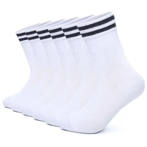 Produktbild: FALARY Tennissocken Socken Damen 35-38 Sportsocken Herren 6 Paar Baumwollsocken Herrensocken Crew Socken Unisex Socken Weiß Socken