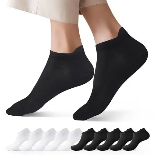 Produktbild: Falechay 10 Paar Sneaker Socken Herren Damen Kurze Sportsocken Atmungsaktive Laufsocken Unisex Schwarz-Weiß 39-42