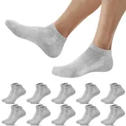 Produktbild: Falechay 10 Paar Sportsocken Sneaker Socken Herren Damen Baumwolle Atmungsaktive Sneakersocken Halbsocken,Grau 39-42